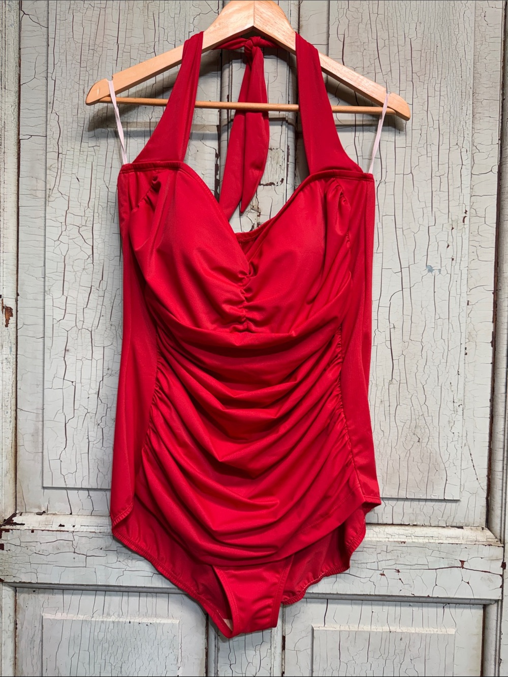 Ruby Ribbon ‘Riviera’ Classic Red Halter One-Piece Swimsuit - Picture 3 of 9